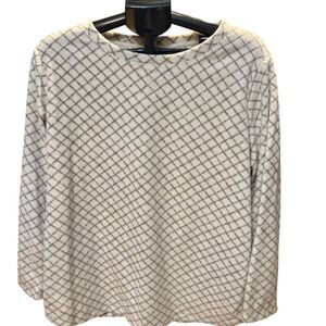 Karen Scott Sport White Checkered Fleece Top 1X